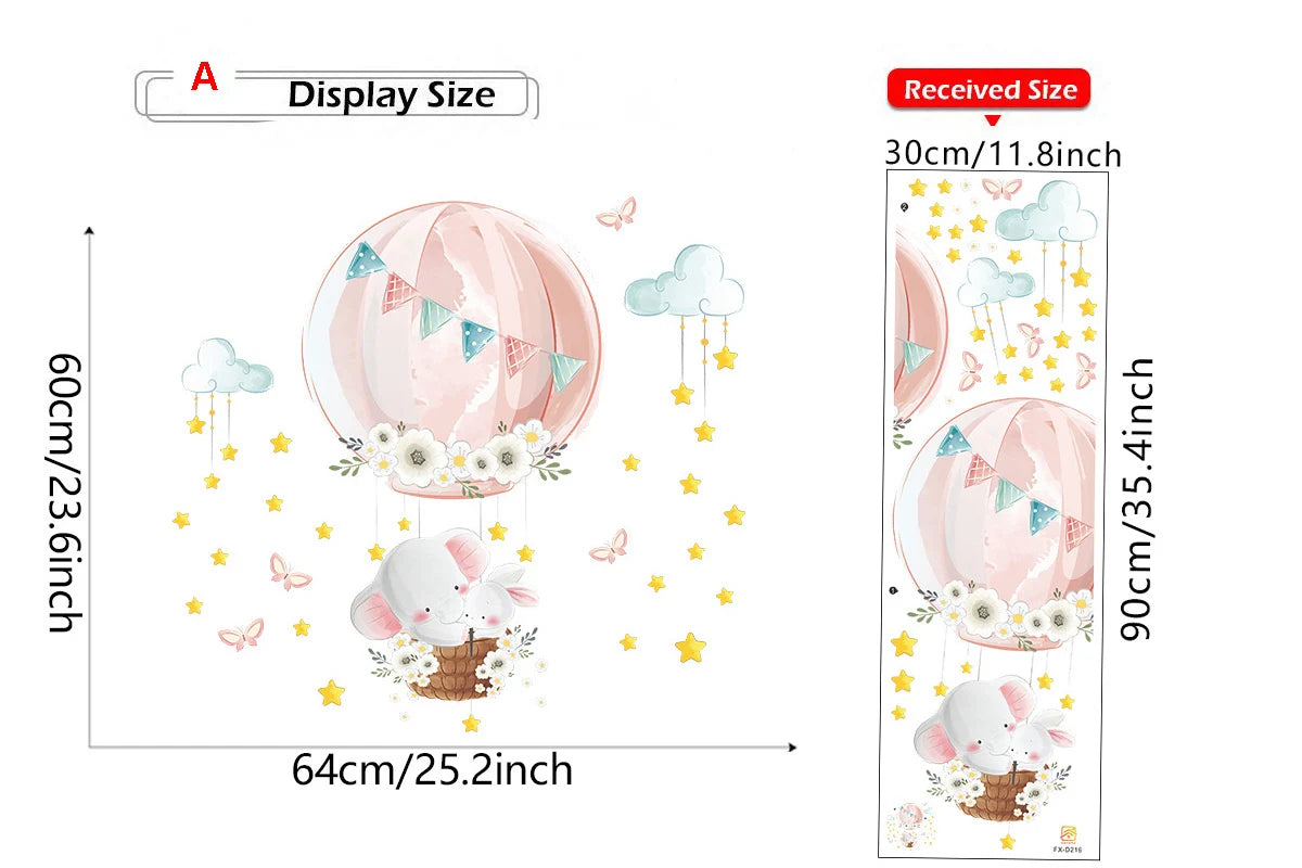 Cute Bear Moon Star Wall Stickers for Kids Rooms Girls Boys Baby Room Decoration Kawaii Cartoon Animal Nursery Wallpaper Vinyl.