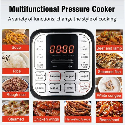 5L Electric Pressure Cooker Stainless steel Smart Multicooker for Kitchen Slow Cooker Rice Cooker Steam Pot Food Warmer 220V.