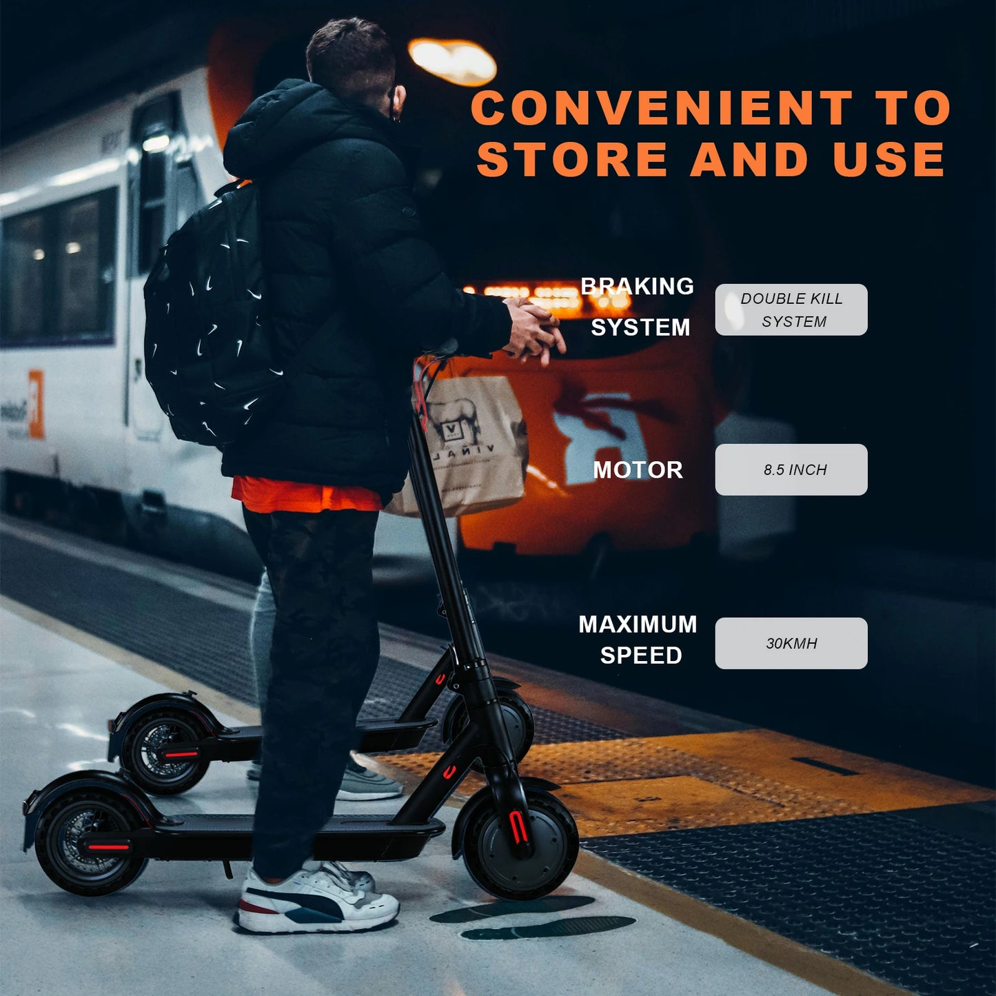 350W Foldable Electric Scooter Adults, 8.5'' Solid Tires, 30KM/H, 30-35KM Range, 36V 10.4Ah Battery, APP Control E-scooter.