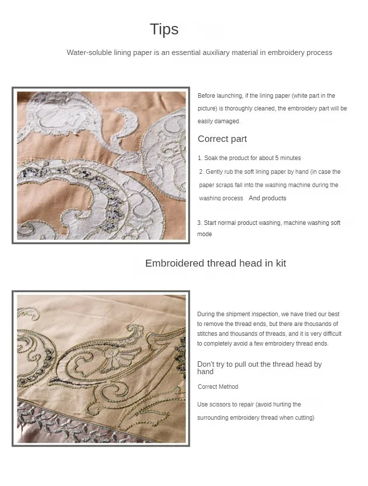 European-Style Bed Sheet Four-Piece Set 100 Cotton High-End Atmospheric Ice Silk Quilt Cover Pure Cotton Bedding.