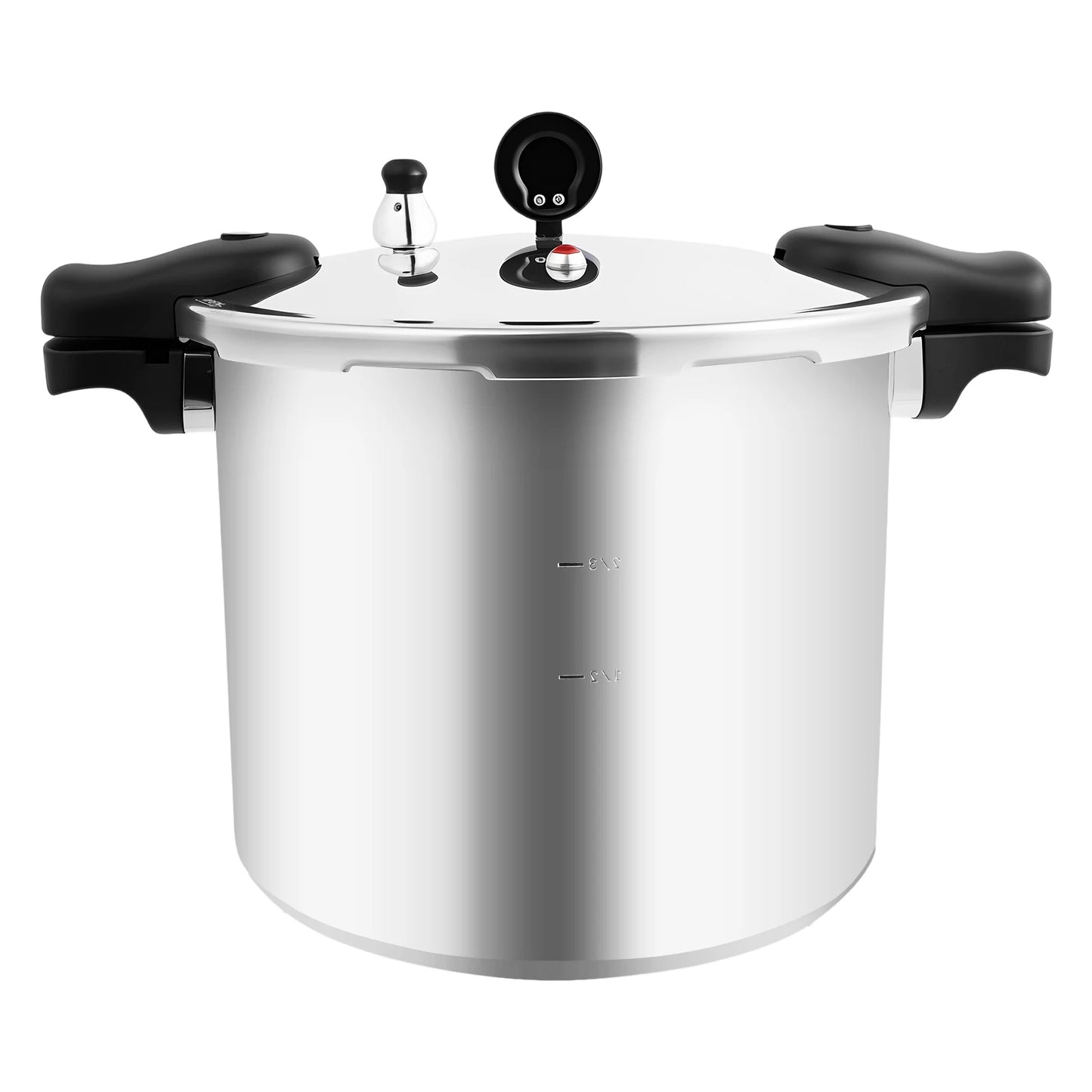 22L Thickened Explosion-proof Pressure Cooker Silver Aluminium Alloy Cylindrical 90Kpa High Pressure Pot with Outer Lid.