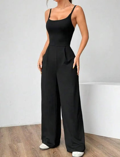 Women Sexy Jumpsuits Backless Suspenders Rompers One Piece Overalls Sleeveless Wide Leg Pants Solid Streetwear Summer.