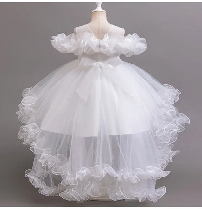 3-10 Jahre altes Mädchen Kinder schleppendes Kleid neues elegantes Mädchen Performance Puffrock Prinzessin Rock Blume Kinder Hochzeit Mädchen.