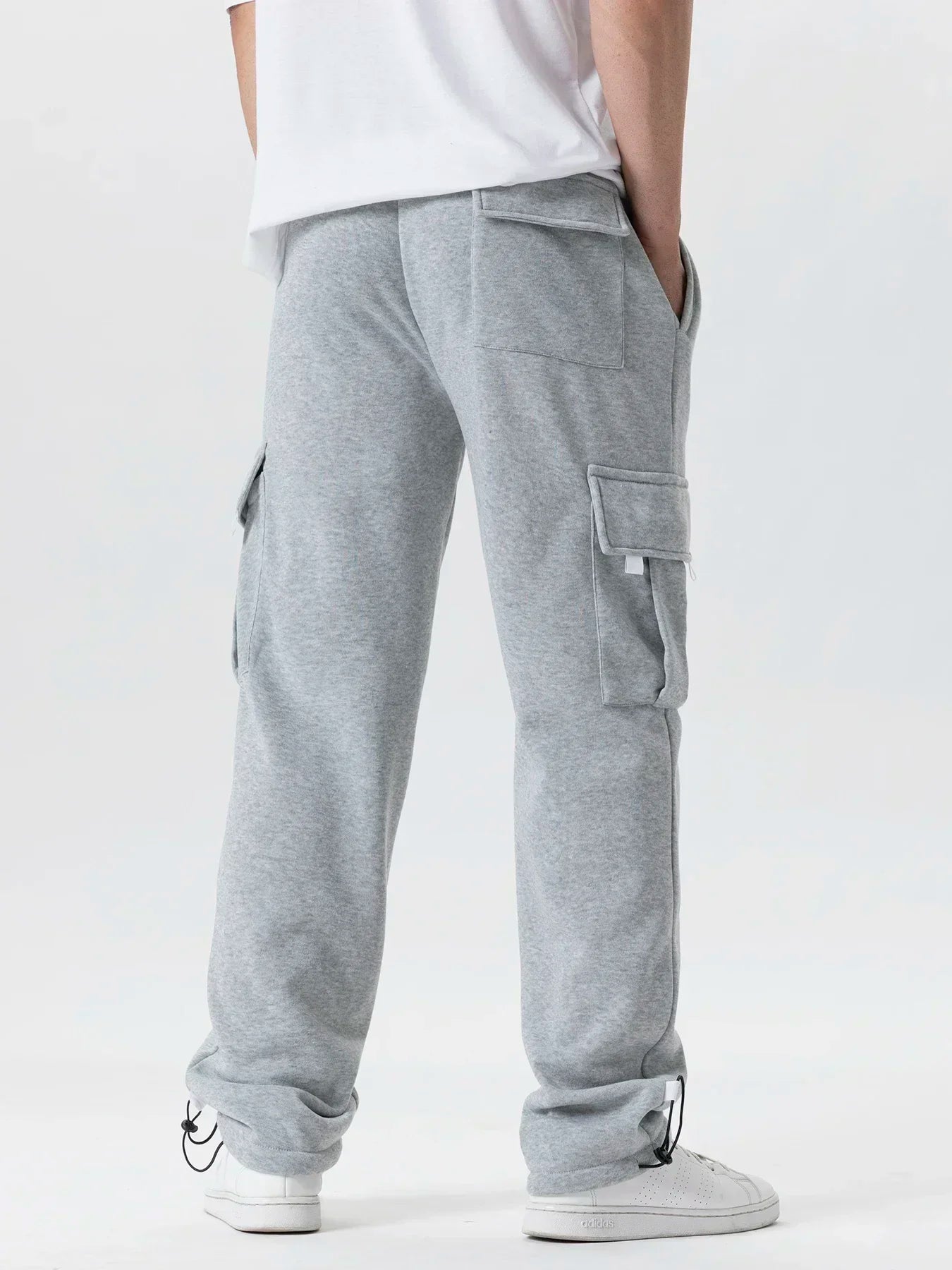 Autumn Men's Cargo Pants Loose Straight Trousers Multi-Pockets Drawstring Casual Sports Pants Solid WorkWear Joggers Long Pants.