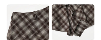 CHIC VEN Women Skirts A Line Retro Loose High Waist Irregular Color Plaid Frosted Half Body Long Ladies Skirt Winter 2025.