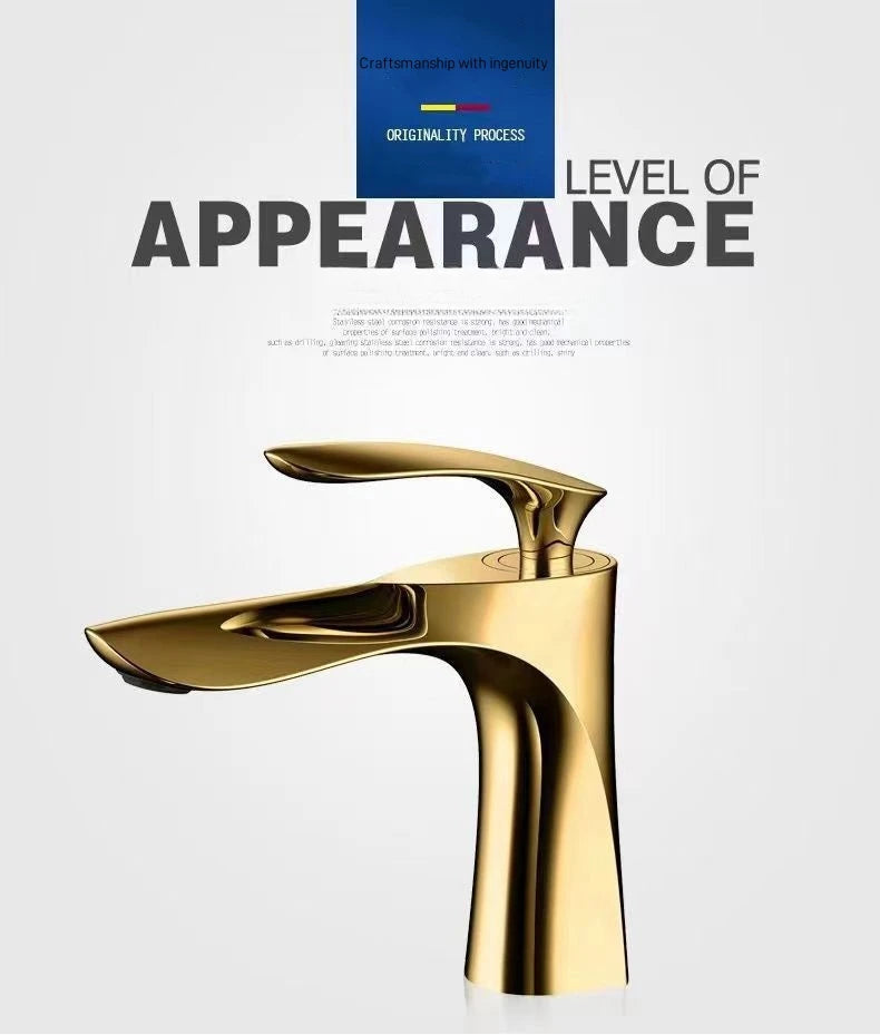 Golden Maple Leaf Basin Faucet For Hot And Cold Water Household Use Raised Washbasin Countertop Basin Single Hole Faucet