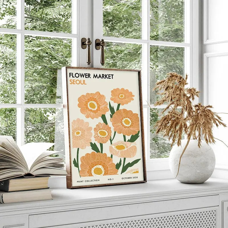 Abstract Yayoi Kusama Orange Wall Art Matisse Mark Rothko Posters and Prints Flower Market Canvas Painting Mural Decoration.