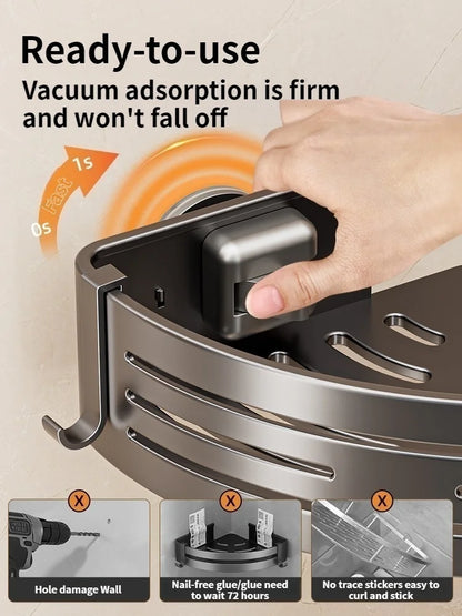 Saugnapf perforationsfreier Raum Aluminium Badezimmer Lagerregal Badezimmer Dreieckskorb Wandaufhänger Badezimmer Eckaufbewahrung