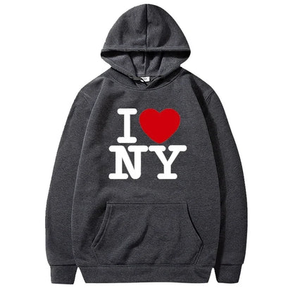 I Love New York Pritned Hoodies Women's Fashion Casual Hooded Pullover Street Hip Hop Clothing.