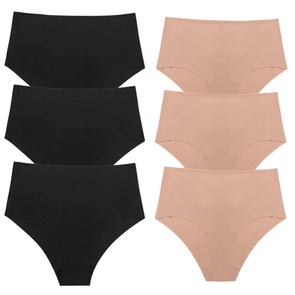 TrowBridge 6PCS/Set Women's Panties High Waist Seamless Briefs Plus Size Underwear Silk Satin Lingerie Sports Comfort Underpants