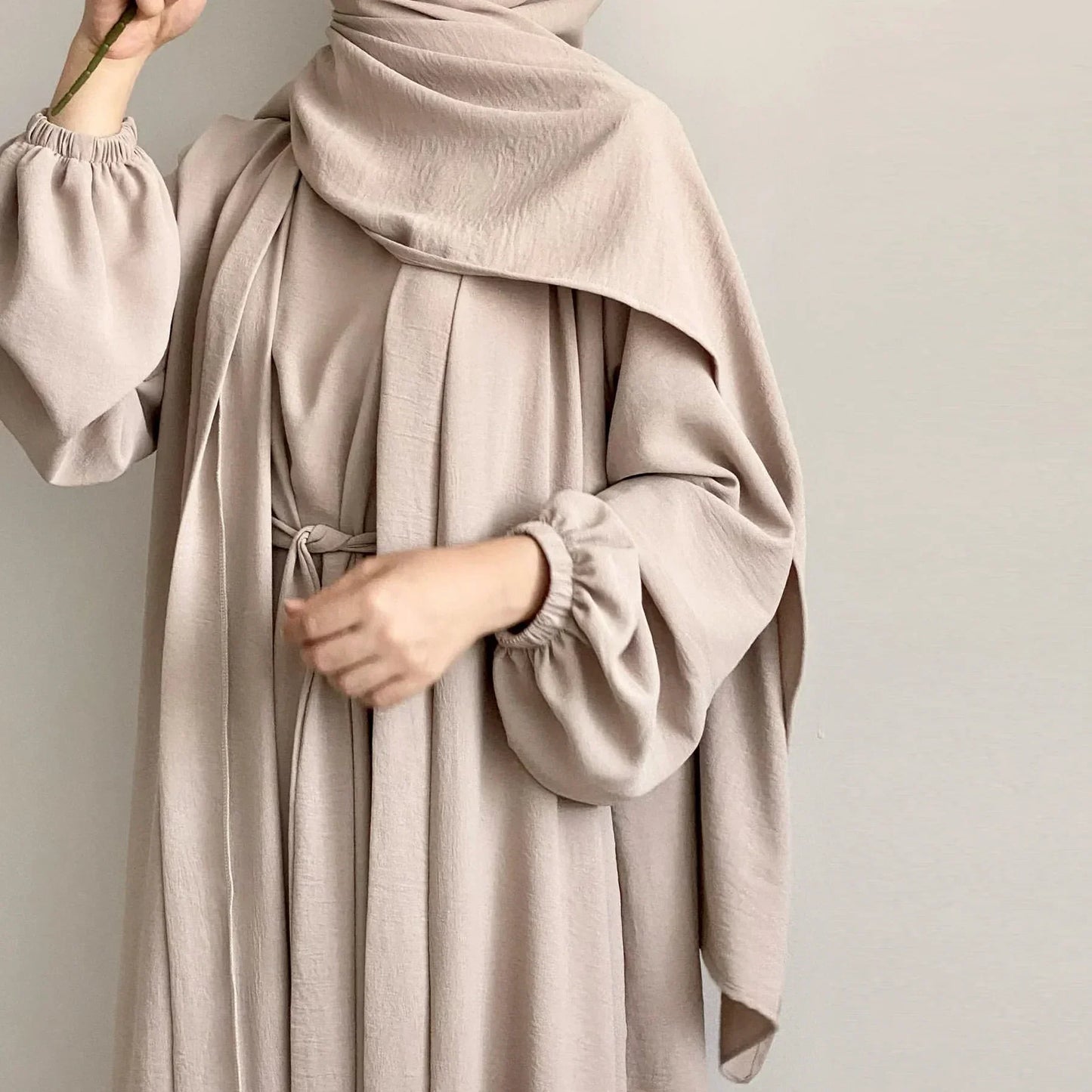 Muslim Woman Abaya 2 Piece Set Abayas Kimono with Sleeveless Hijab Dress Sets Islamic Matching Outfit Dubai Turkey Ramadan Eid.