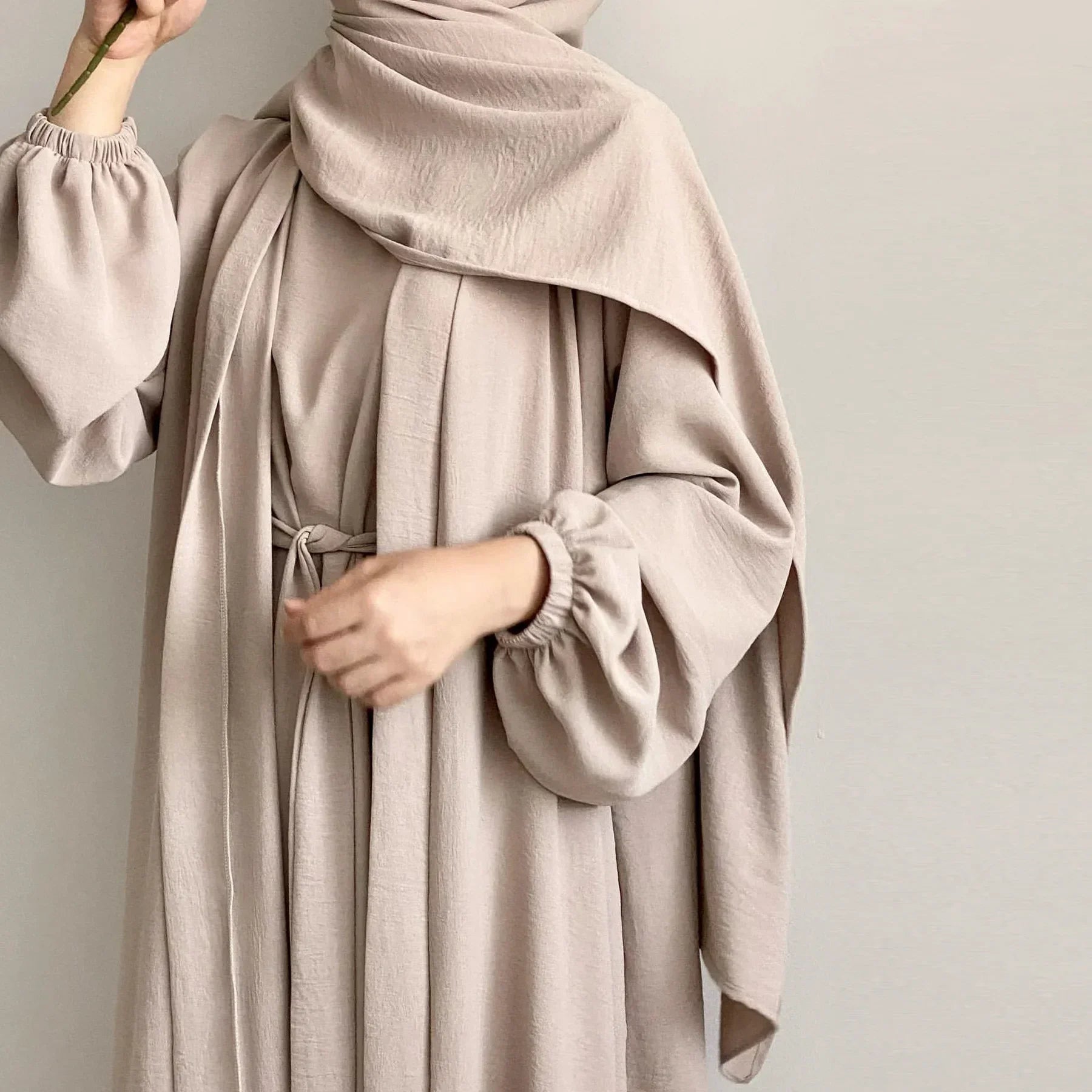 Muslim Woman Abaya 2 Piece Set Abayas Kimono with Sleeveless Hijab Dress Sets Islamic Matching Outfit Dubai Turkey Ramadan Eid.