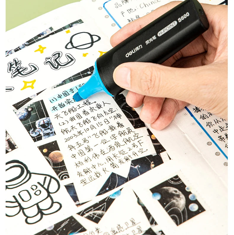 Deli 10-teiliges Textmarker-Set, große Kapazität, Meißelspitze, Bonbonfarben-Marker, Studenten-Briefpapier, Schulbedarf.