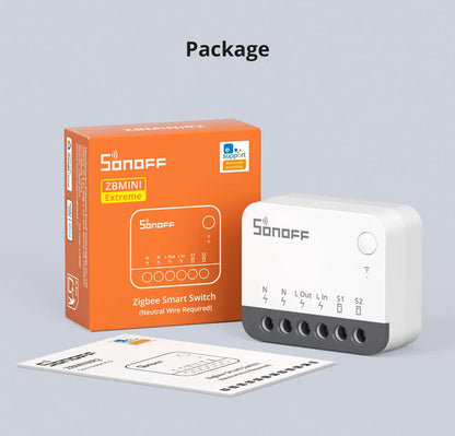 SONOFF ZBMINIR2 Extreme Zigbee Smart Switch Detach Relay Externer Schalter Fernbedienung über eWeLink, kompatibel mit Zigbee Hub
