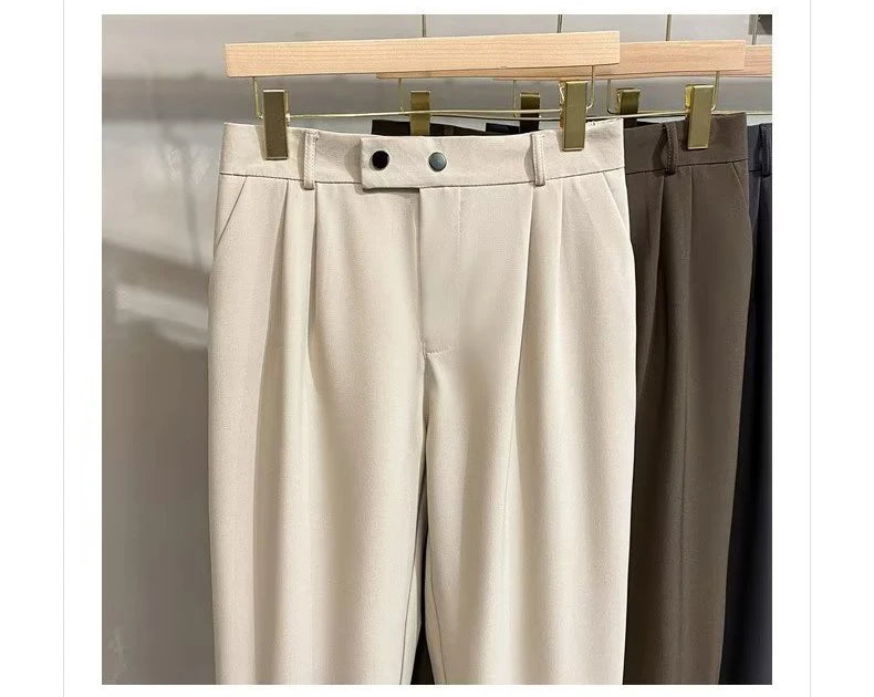 Luxury Fashion Straight Men's Casual Pants Spring Summer New Korean Suit Pant Harem Business Formal Male Trousers Trendy Brand.