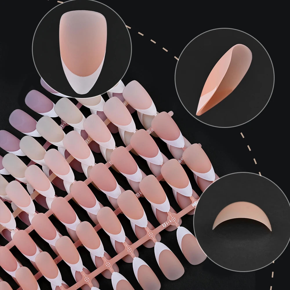 150Pcs Pre-made French False Nails Scarless Coffin Almond Fake Nail Artificial Fingernails Press on Nails for Nail Extension.