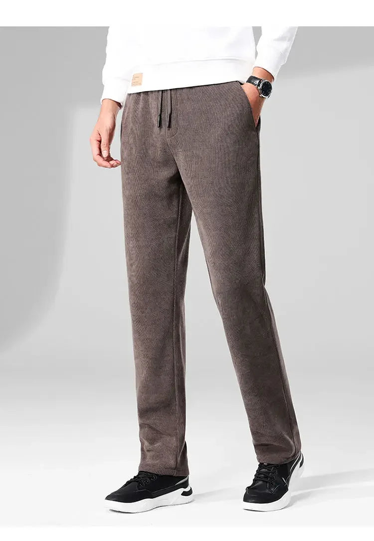 Herren-Freizeithose, verdickt, gerades Bein, warm, Herbst-Winter-Oberbekleidung, modisch, vielseitig, lockere Passform, sportlicher Stil