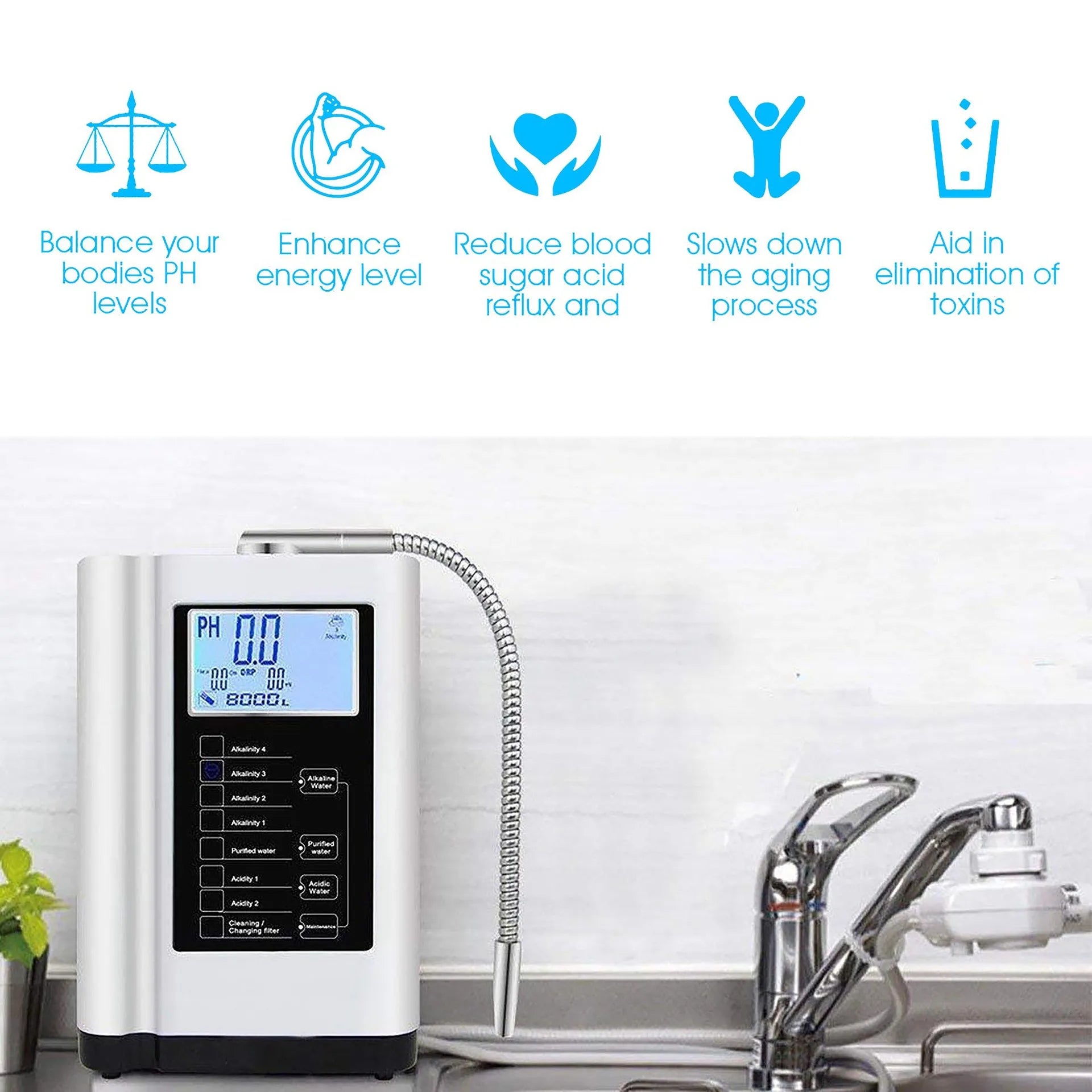 EHM-729 Hydrogen Rich Water Machine Electrolyzed Water Drinking Water Household Water Purifier Water Filter System.