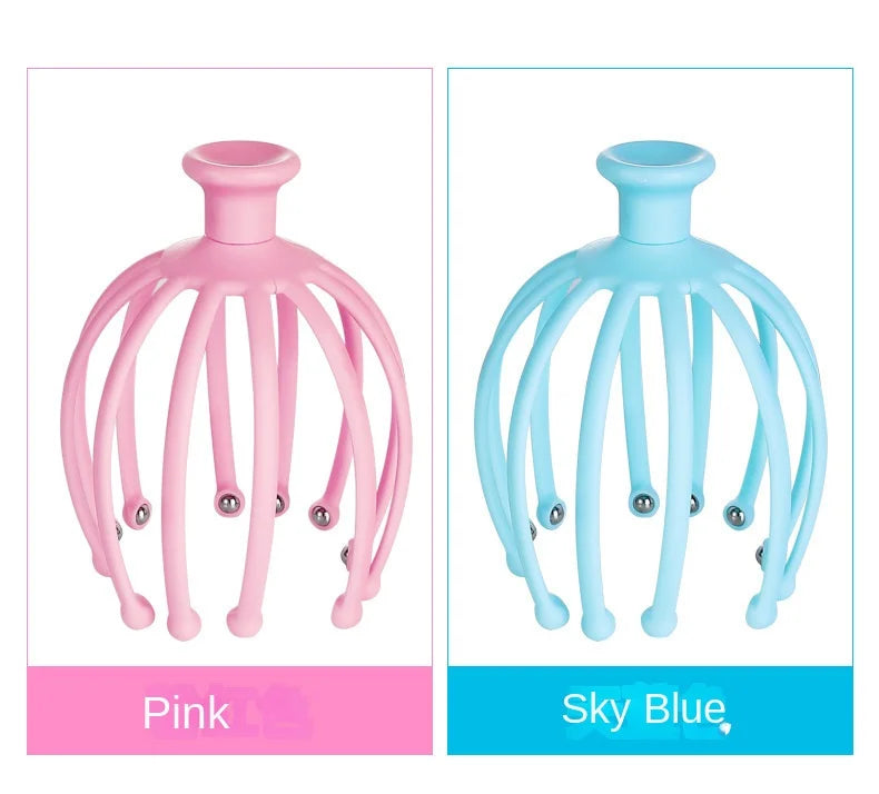 Head Massager Neck Massage Octopus Scalp Stress Relax 12 Antennae Massage Head Meridian Comb Point Pressing Head Artifact