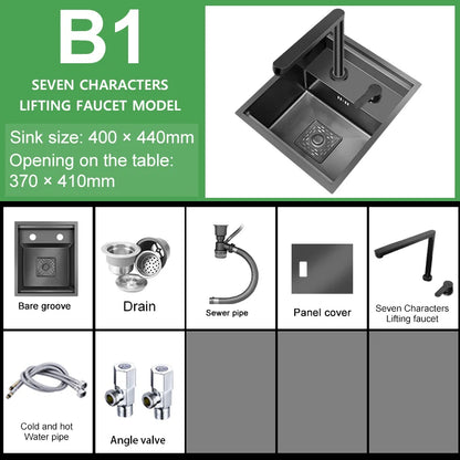 Versteckte Küchen spüle Bar Spüle Kit Klapp hahn Abflussrohr, Drop-In Unterbau Spüle, kleine Edelstahls püle für Workstation RV