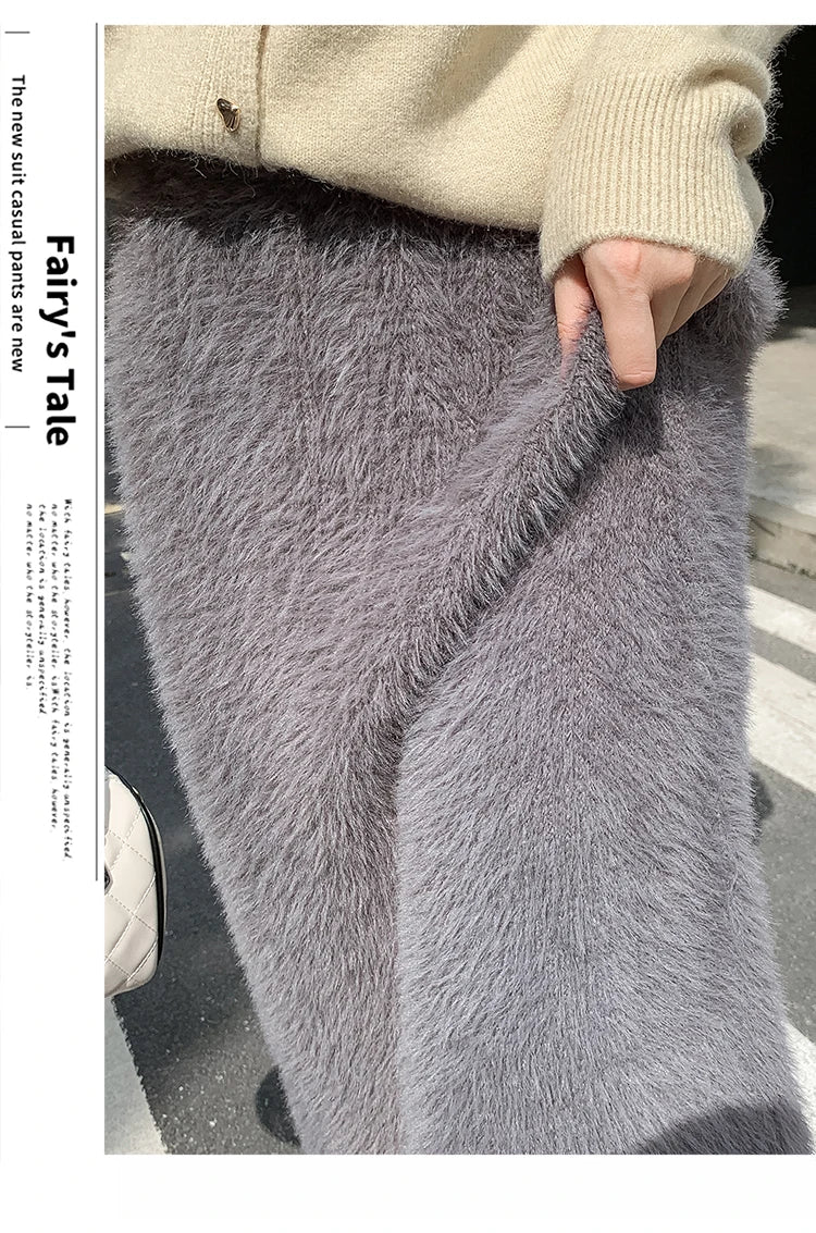 Autumn Winter New Knit Long Skirt Women Casual Thick Korean High Waist Soft A-Line Skirt