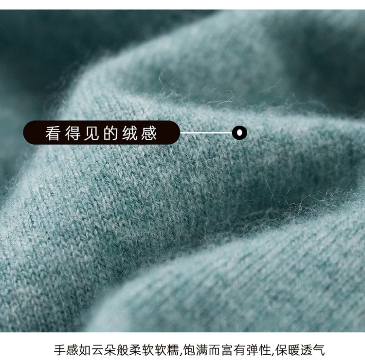 LHZSYY 100%Merino Wool Hot Cardigans Men Lapel Pullover Long Sleeve POLO Neck Sweaters Loose Tops Knit Clothing Large Size Shirt