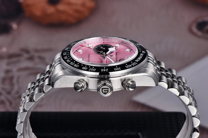 PAGANI DESIGN Men Watches New Pink BB Panda Dial Chronograph Fashion Luxury Quartz Watch For Men VK64 Movt Waterproof Watch 2025.