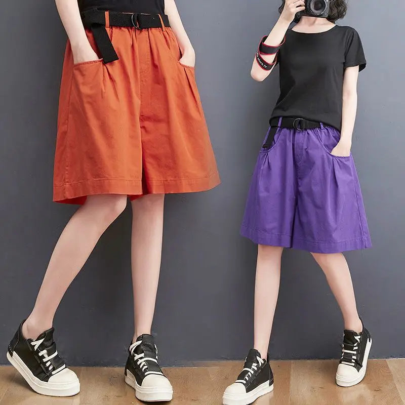 Women's Shorts Half Baggy Mid Length Wide Black Female Short Pants Loose Bermuda Knee Low Price Classic Harajuku Fashion New In.