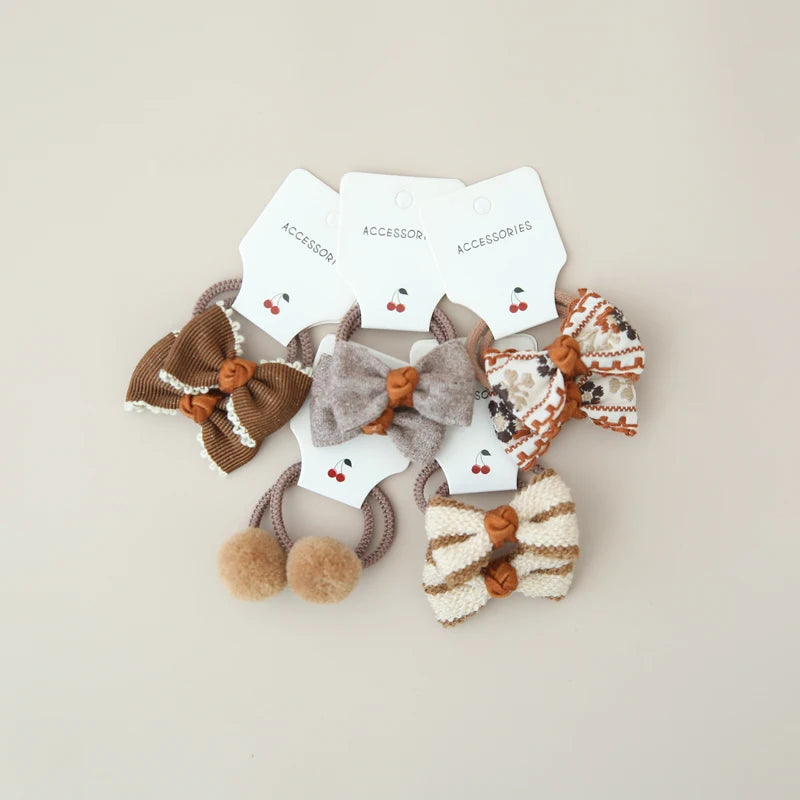 10Pcs/Lot, Elastic Hair Bow Clips for Children, Children's Headwear Hair Accessories for girls, Cute Hair ties, Lovely Hair Rope