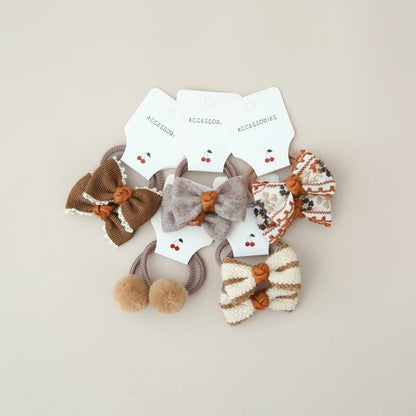 10Pcs/Lot, Elastic Hair Bow Clips for Children, Children's Headwear Hair Accessories for girls, Cute Hair ties, Lovely Hair Rope