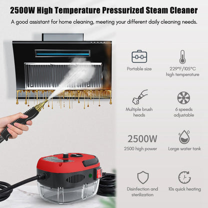 Handheld Steam Cleaner 2500W High Power 6 Speeds Adjustable Practical Steam Cleaner for Kitchen Refrigerator.