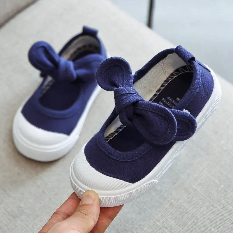 Korean Style Fashion Children Fashion Girls Canvas Shoes Versatile Bow Baby Kids Casual Shoes Simple Classic Candy Color Bowtie.