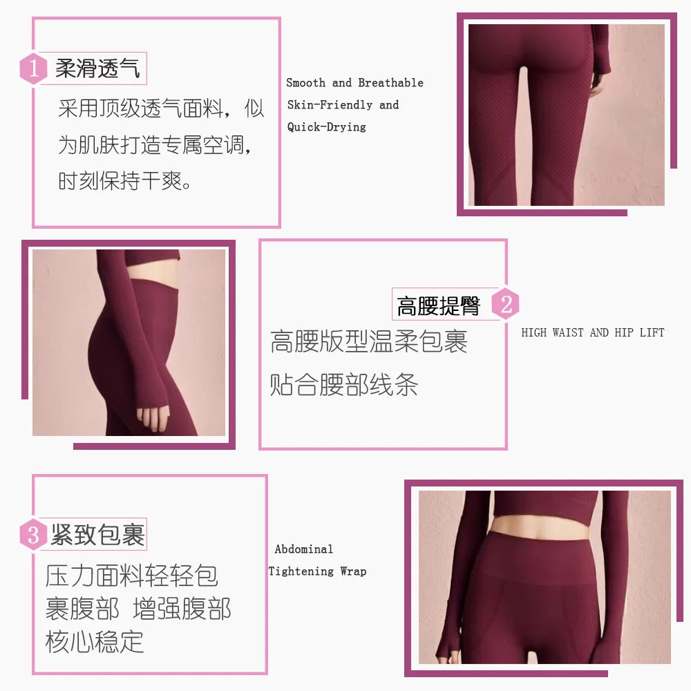New 2025 Women's Yoga Top Fitness Pilates Training Sportswear Long Sleeve Summer Beautiful High-End Sensation Exercise Set.