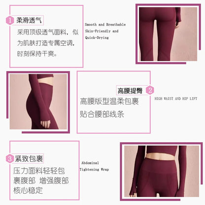 New 2025 Women's Yoga Top Fitness Pilates Training Sportswear Long Sleeve Summer Beautiful High-End Sensation Exercise Set.