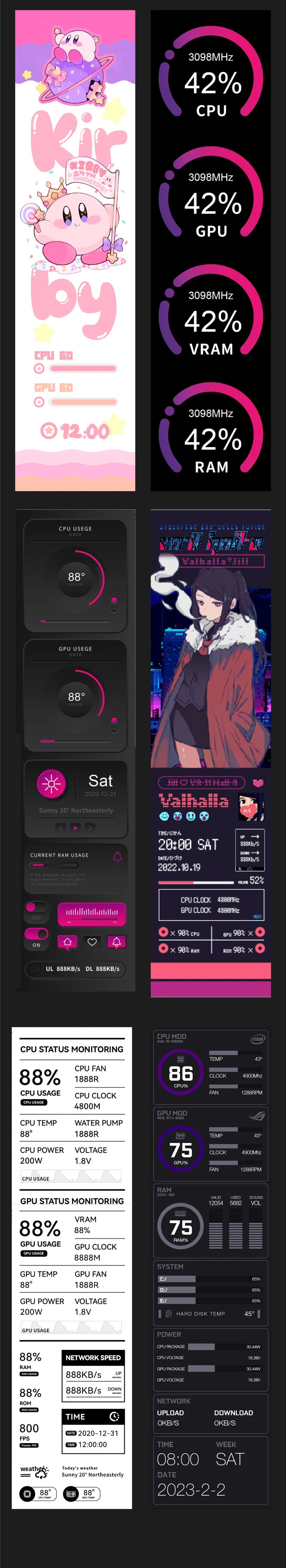 3.5 / 5 Inch IPS Type-C Secondary Screen Mini Computer USB Display CPU GPU RAM HDD Monitor with Holder Metal Case No Use AIDA64