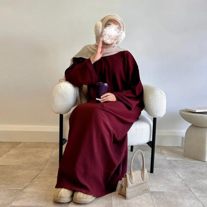 Warm Arabic Corduroy Abaya Dress for Women Ramadan Dubai Women Modest Muslim Coat Winter Islam Clothing New Turkey Solid Robe.