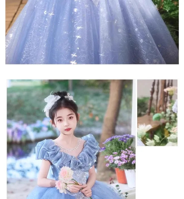 Elegangt Mädchen Abendkleid Luxus Prinzessin Kleid Geburtstag Party Pageant Outfit Kinder Klavier Rezitieren Leistung Formelle Kleidung.