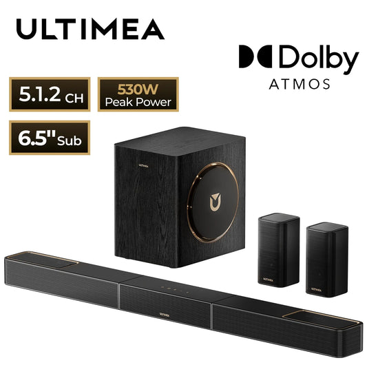 ULTIMEA Skywave X40 5.1.2ch Wireless Surround Sound System for TV with Dolby Atmos, Home Cinema Soundbar with Wireless Subwoofer.