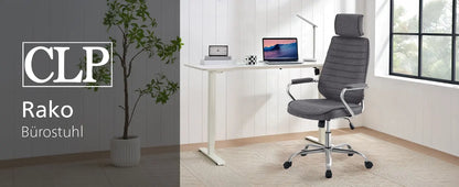 CLP Bürostuhl ergonomisch Rako, Schreibtischstuhl höhenverstellbar drehbar Stoffbezug, Backrest mit Kopfstütze