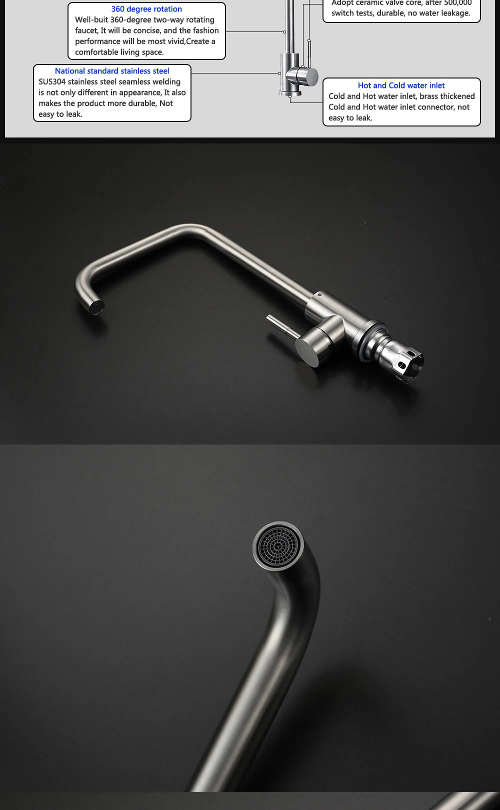 Black Kitchen Faucet Stainless Steel Kitchen Mixer Single Handle Single Hole Kitchen Faucet Brushed Nickle Mixer Sink Tap