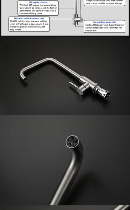 Black Kitchen Faucet Stainless Steel Kitchen Mixer Single Handle Single Hole Kitchen Faucet Brushed Nickle Mixer Sink Tap