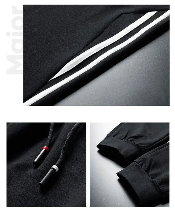 Herren Winter Trainings anzug Set einfarbige Hoodies und Kordel zug Jogging hose Loose Fit Freizeit Sportswear Anzug.