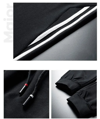 Herren Winter Trainings anzug Set einfarbige Hoodies und Kordel zug Jogging hose Loose Fit Freizeit Sportswear Anzug.