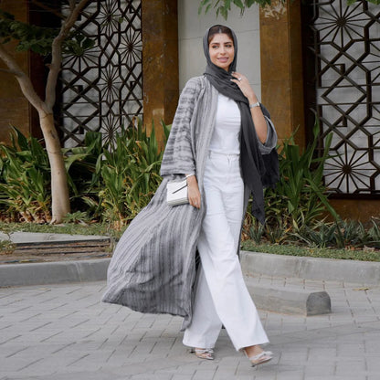 2024 New Fashion Muslim Kimono Abaya Solid Striped Retro Ethnic Cardigan Robe Dubai Middle Eastern Saudi Arabia Eid Clothes