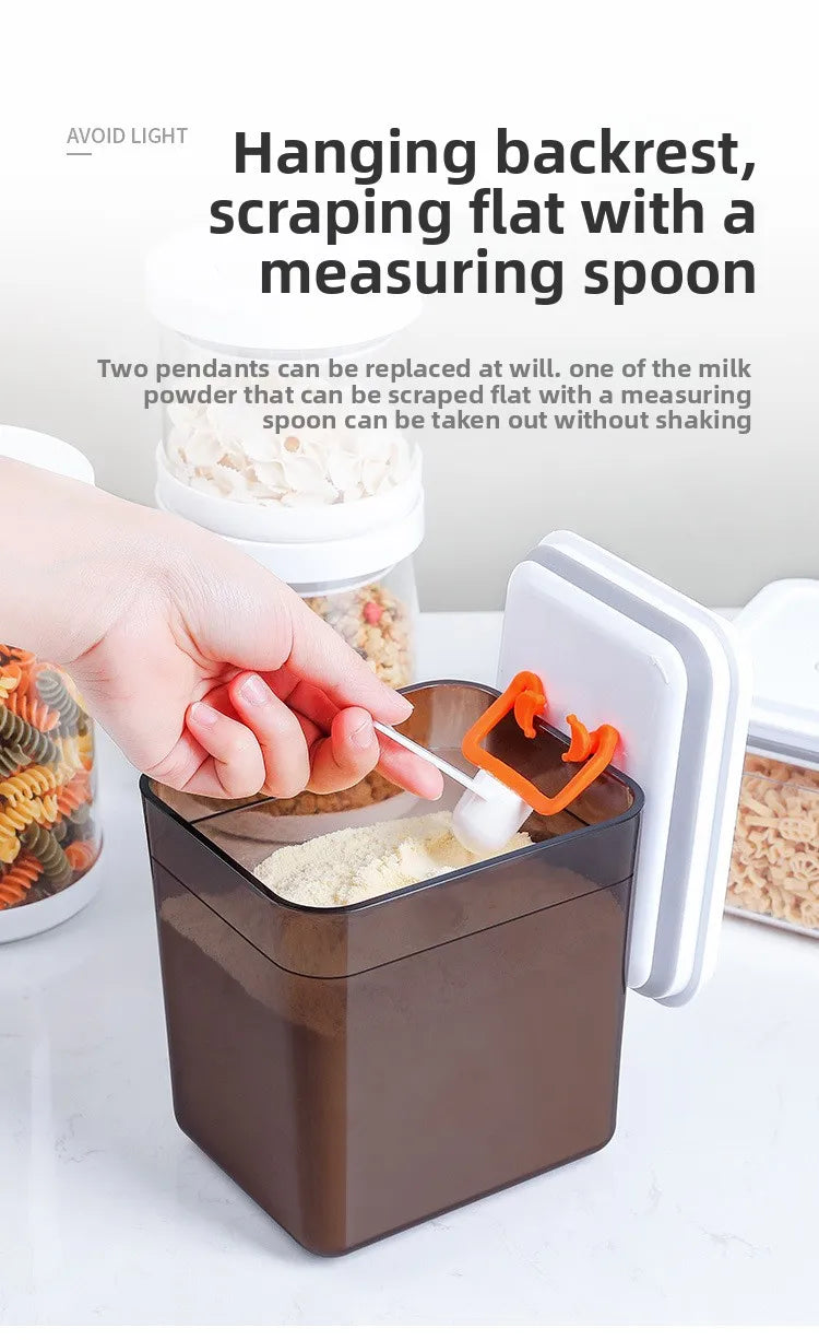 Square press storage tank sealed tank kitchen grains plastic candy jar fruit powder box transparent storage tank.