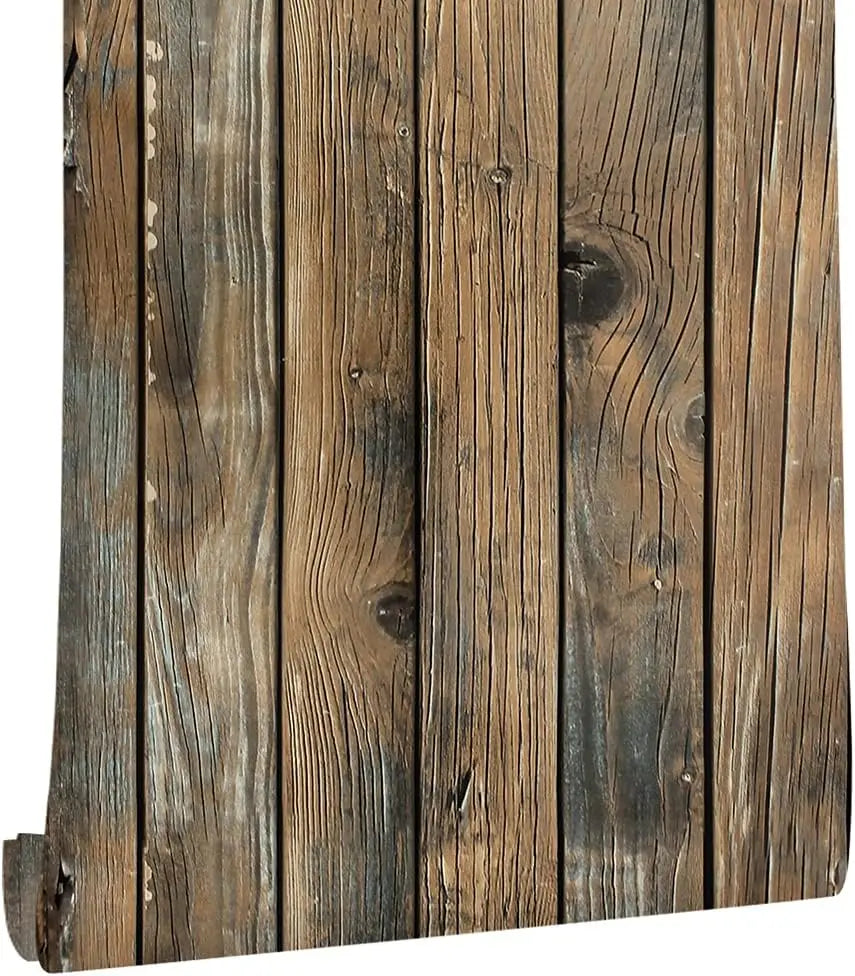 Retro Faux Wood Grain Peel And Stick Wallpaper Self-adhesive Wood Plank Wallpaper Roll Removable Vinyl Wall Covering For Restaur