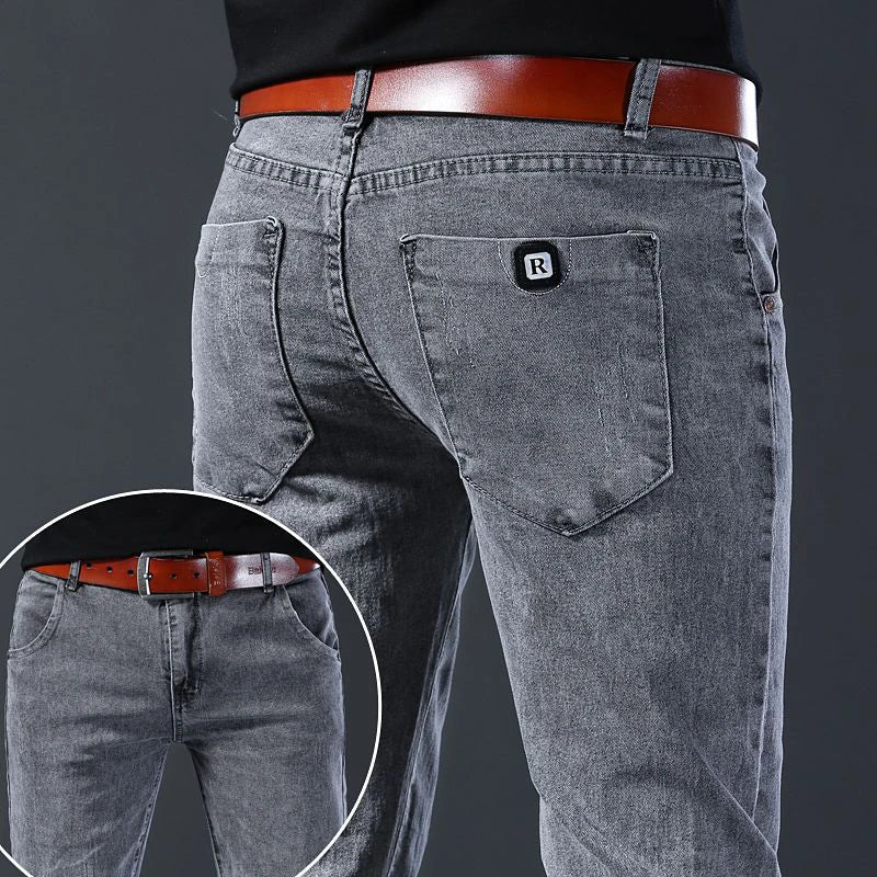 Men New Fashion Comfortable Slim Fit Jeans Male Loose Straight Smart Casual Denim Pants Regular Look Taller Elasticity Trousers.