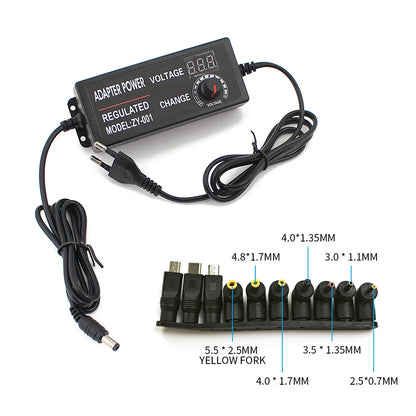 AC DC Adjustable Adapter 12V Volt LED Display Screen Power Supply 220V TO 3V 5V 9V 12V 24V 36V With DC Jack Connector Plug.