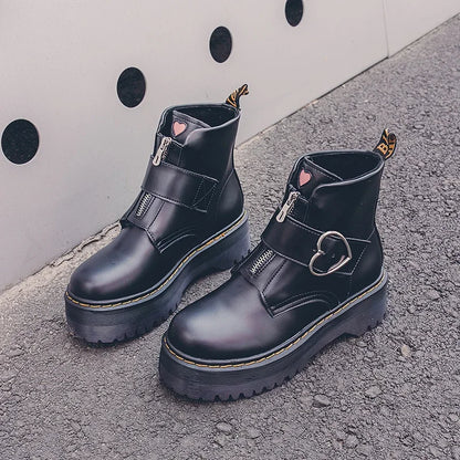 Autumn Winter Fashion Round Toe Lace-up Shoes Womens Boots Zip Ankle Boots For Women High Heels Basics Casual