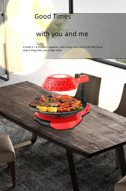 Household 220v 1390w Bbq Oven Indoor Electric Baking Tray Home Smoke-free Non-stick Barbecue Machine Automatically Rotating Baki